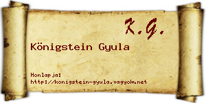 Königstein Gyula névjegykártya